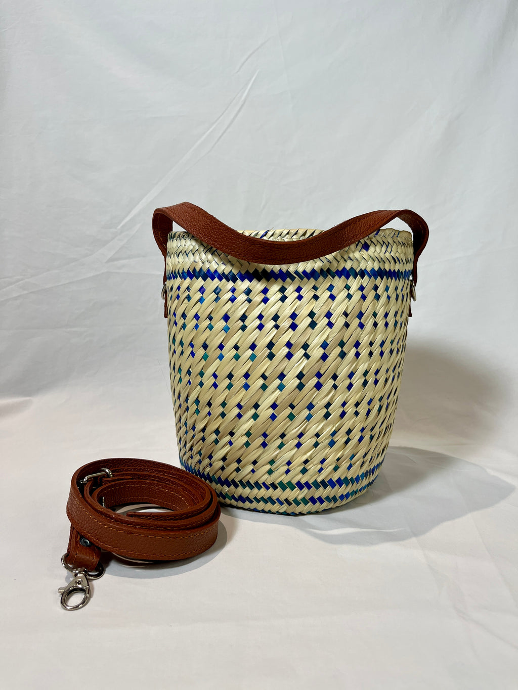 Bolsa para proyectos de tejer y crochet (azul)