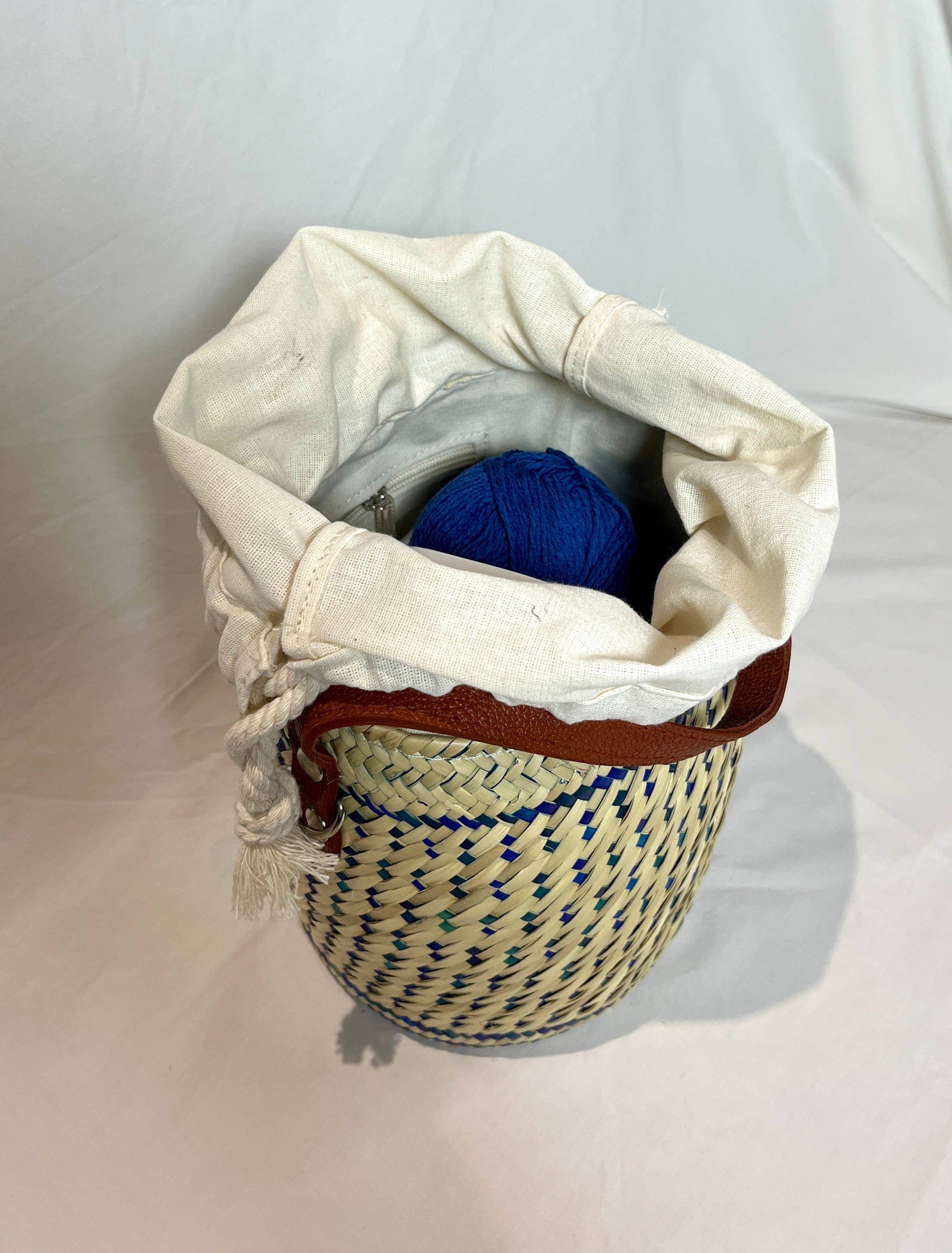 Bolsa para proyectos de tejer y crochet (café)