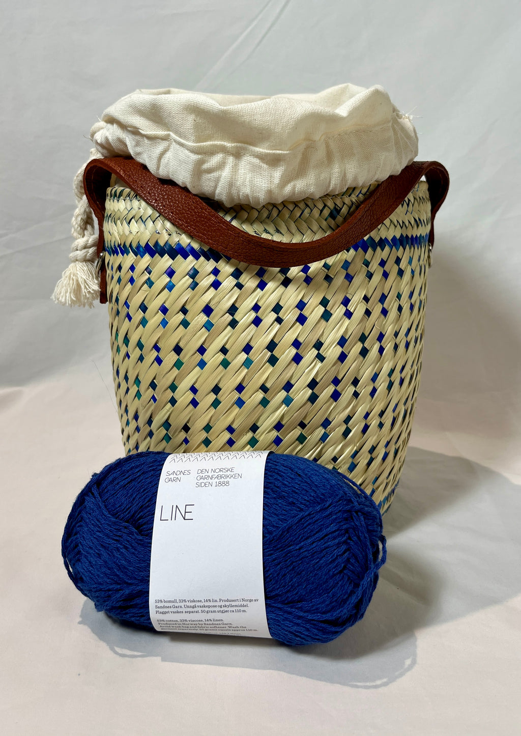 Bolsa para proyectos de tejer y crochet (azul)