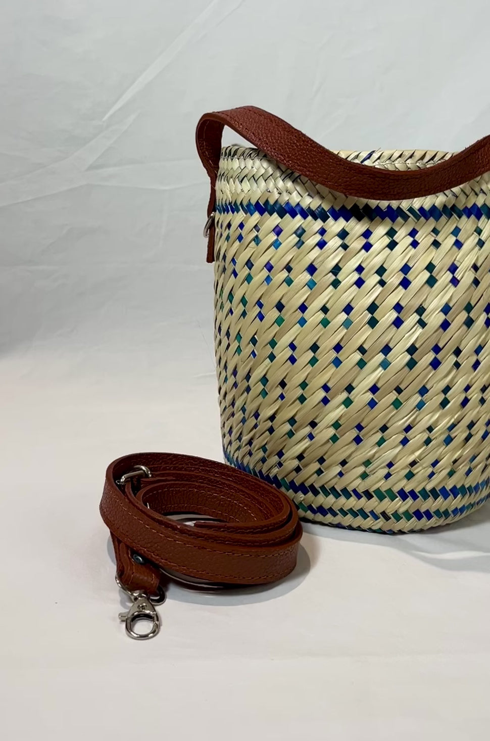 Bolsa para proyectos de tejer y crochet (azul)