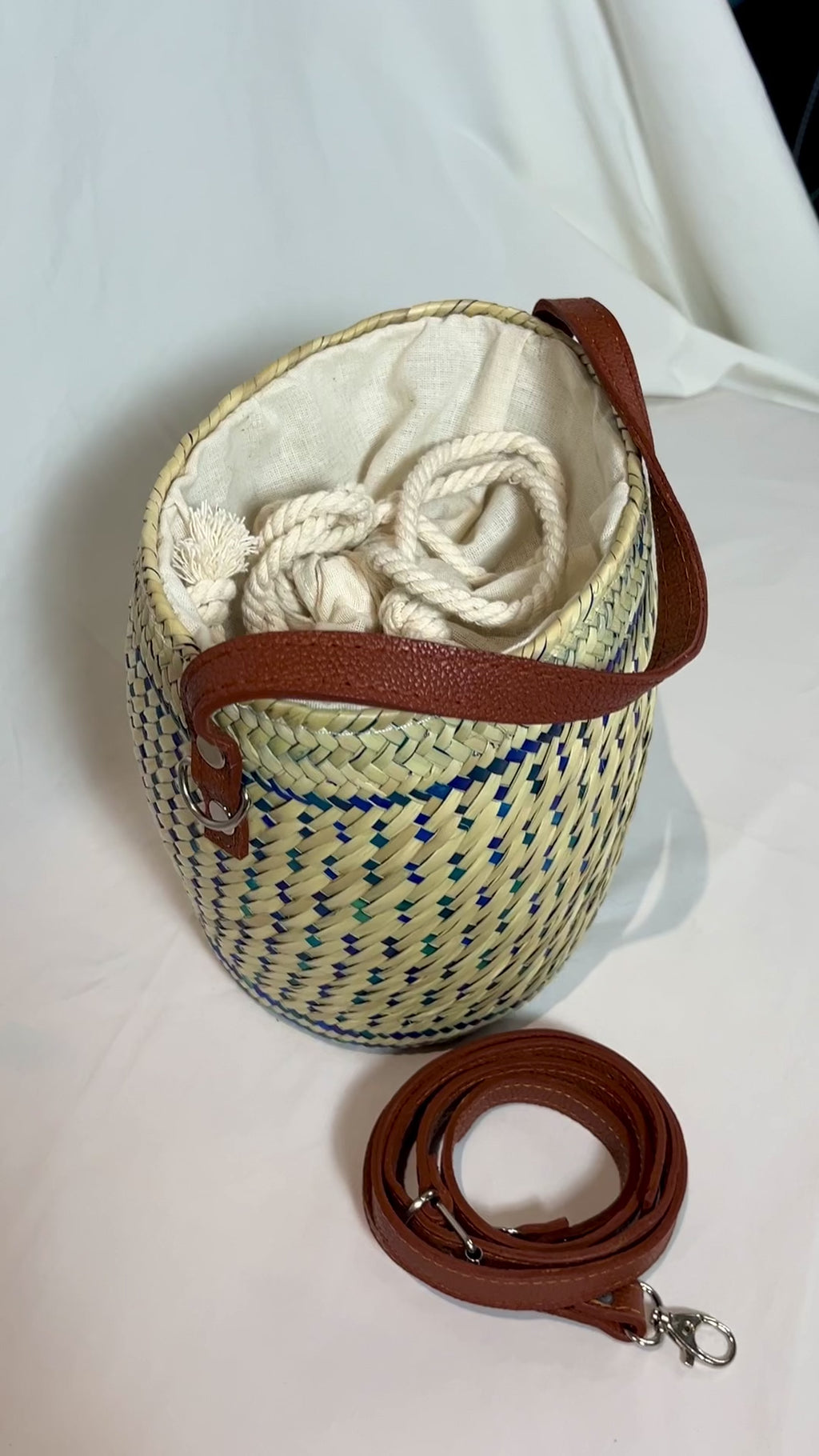 Bolsa para proyectos de tejer y crochet (azul)